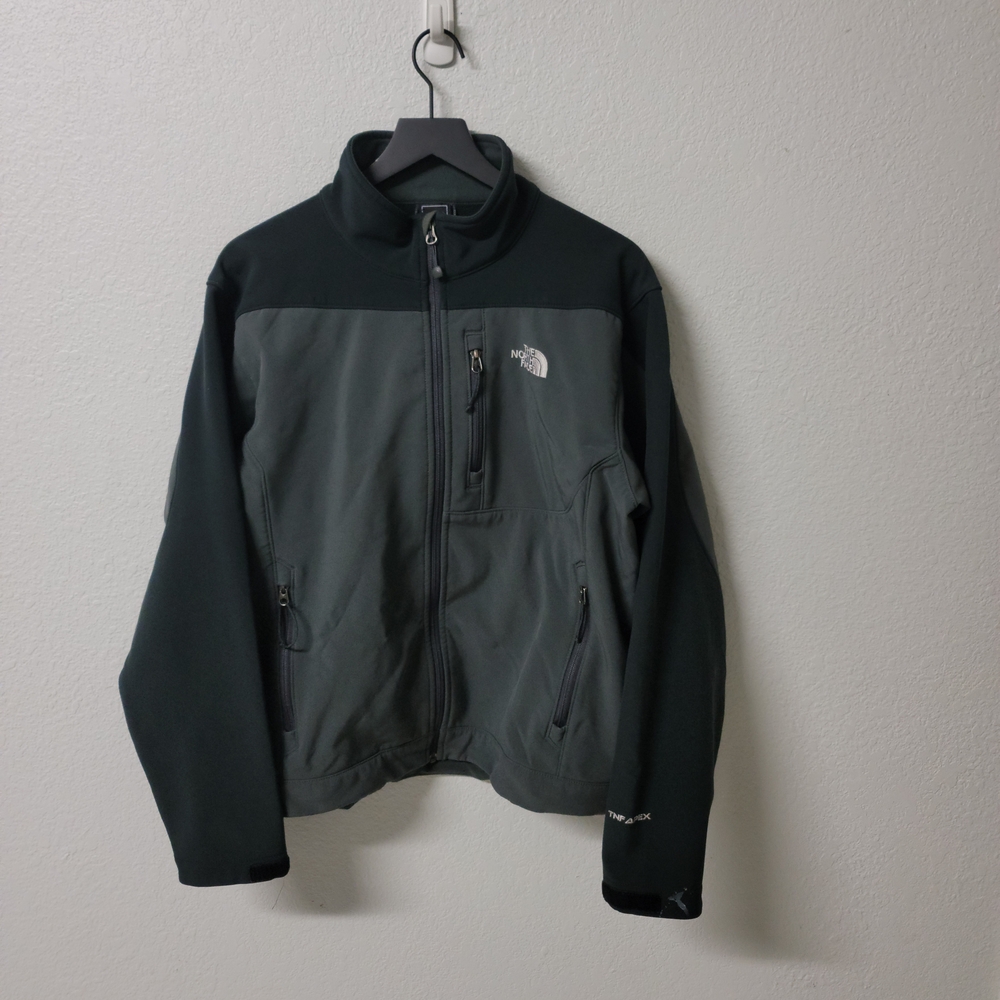North Face Black and Gray TNF Apex Softshell Jacket Men's Medium Has Stains